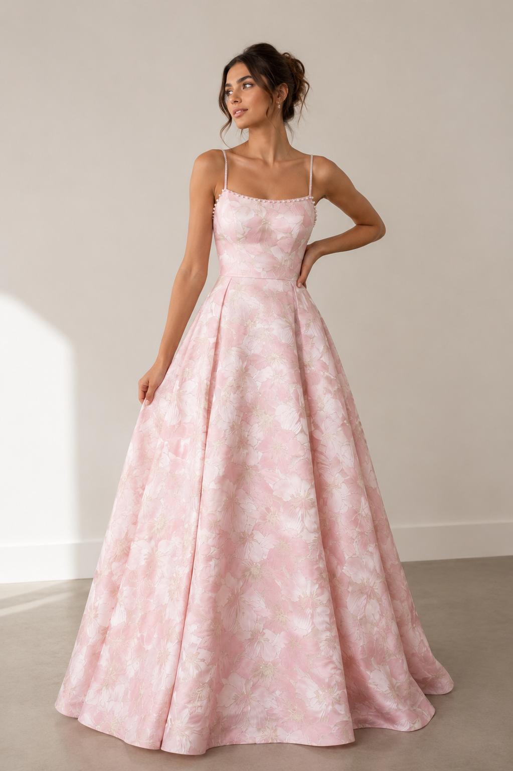 Pink šaty so vzorovanou sukňou