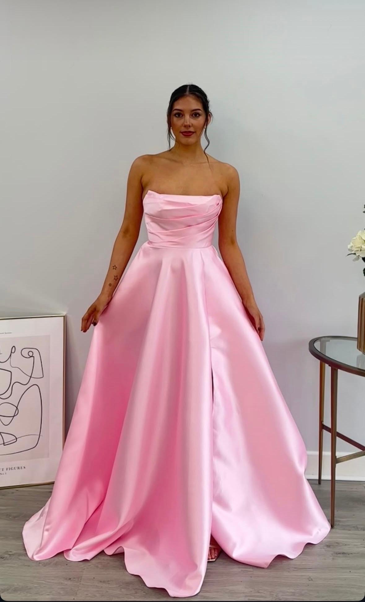 Pink mikádo šaty s rozparkom